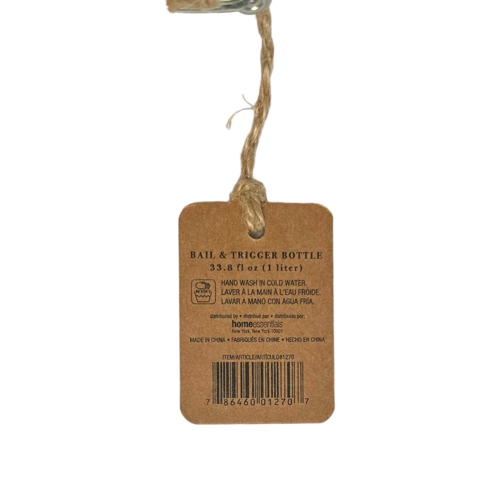 Rae Dunn FUN Clear Glass Bottle Bail & Trigger Closure Gold Letters NWT 2017 OG - Picture 10 of 12